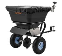 VEVOR Épandeur Engrais Tracté Capacité 38,6 kg Épandeur à Semence à Remorquer Largeur Épandage 0-3 m Semoir à Pousser pour Graines, Sel Déneigement, Semer Jardinage, Pelouse, Gazon, avec Roues 25,4 cm