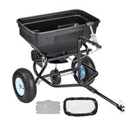 VEVOR Épandeur Engrais Tracté Capacité 59 kg Épandeur à Semence à Remorquer Largeur Épandage 0-3 m Semoir à Pousser pour Graines, Sel Déneigement, Semer Jardinage, Pelouse, Gazon, avec Roues 33 cm