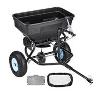 VEVOR Épandeur Engrais Tracté Capacité 59 kg Épandeur à Semence à Remorquer Largeur Épandage 0-3 m Semoir à Pousser pour Graines, Sel Déneigement, Semer Jardinage, Pelouse, Gazon, avec Roues 33 cm