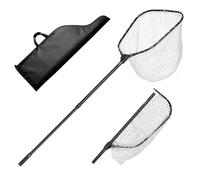 VEVOR Épuisette de Pêche Pliable, Filet de Pêche avec Manche Télescopique Alu 6063, pour Poisson Étang Bassin Kayak Bateau, Salabre Léger avec Filet en Silicone Souple et Échelle de Longueur Intégrée