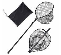 VEVOR Épuisette de Pêche Pliable, Filet de Pêche avec Manche Télescopique, pour Poisson Étang Bassin Kayak Bateau, Salabre Léger et Portable, Tige en Aluminium 6063 et Filet en Silicone Souple
