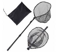 VEVOR Épuisette de Pêche Pliable, Filet de Pêche avec Manche Télescopique, pour Poisson Étang Bassin Kayak Bateau, Salabre Léger et Portable, Tige en Aluminium 6063 et Filet en Silicone Souple