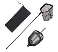 VEVOR Épuisette de Pêche Pliable, Filet de Pêche avec Manche Télescopique, pour Poisson Rivière Étang Bassin Kayak Bateau, Salabre Léger et Portable, en Fibre de Carbone et Nylon Recouvert de PVC
