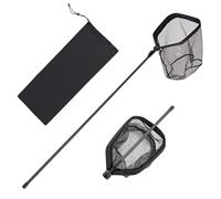 VEVOR Épuisette de Pêche Pliable, Filet de Pêche avec Manche Télescopique, pour Poisson Rivière Étang Bassin Kayak Bateau, Salabre Léger et Portable, en Fibre de Carbone et Nylon Recouvert de PVC