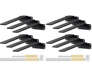 VEVOR Équerre d'étagère, 261 x 100 x 45mm, supports d'étagères flottants robustes, 6 pièces, supports pour étagères en L noir mat de 5 mm d'épaisseur, en acier avec une capacité de charge de 72,6 kg
