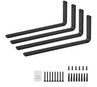 VEVOR Équerres d'étagères, 410 x 155 mm, supports d'étagères flottants robustes, 4 pièces, supports pour étagères en L noir mat de 10 mm d'épaisseur, en acier avec une capacité de charge de 72,6 kg