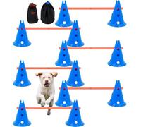 VEVOR Équipement d'Entraînement d'Agilité pour Chien, Ensemble 6PCS, Kit Parcours d'obstacles pour Chiots, avec 12 Cônes, 6 Tiges d'Agilité, Barre Transversale Réglable en Hauteur, Sac de Rangement