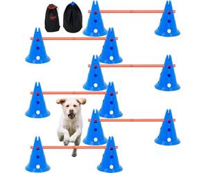 VEVOR Équipement d'Entraînement d'Agilité pour Chien, Ensemble 6PCS, Kit Parcours d'obstacles pour Chiots, avec 12 Cônes, 6 Tiges d'Agilité, Barre Transversale Réglable en Hauteur, Sac de Rangement