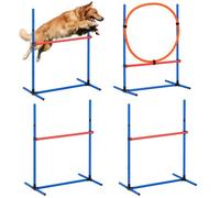 VEVOR Équipements d'Entraînement Agilité pour Chien, Ensemble 4PCS, Parcours Obstacles pour Chiot, Haies Hautes Réglables, Poteaux, Anneau de Saut, Sac de Rangement, pour Jardin, Intérieur, Extérieur