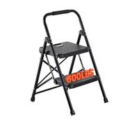VEVOR Escabeau Pliant 2 Marches Marchepied Pliable Charge 272 kg Échelle Domestique en Acier pour Cuisine, Bureau, Travaux Ménagers, avec Large Marche Antidérapante, Poignée, Léger et Portable, Noir