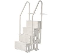 VEVOR Escalier de Piscine en Plastique avec 2 Rampes, 4 Marches Antidérapantes, Capacité de Charge 181,4 kg, Escaliers pour Piscines Creusées 122-137 cm, Terrasse, Maison, Intérieur, Extérieur, Blanc