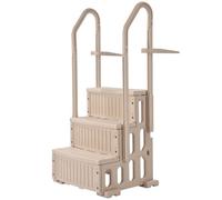 VEVOR Escalier de Piscine en Plastique avec 2 Rampes, 3 Marches Antidérapantes, Capacité de Charge 181,4 kg, pour Piscines Creusées Hors Sol 91,4-122 cm, Terrasse, Maison, Intérieur, Extérieur, Taupe