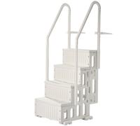 VEVOR Escalier de Piscine en Plastique avec 2 Rampes, 4 Marches Antidérapantes, Capacité de Charge 181,4 kg, Escaliers pour Piscines Creusées 122-137 cm, Terrasse, Maison, Intérieur, Extérieur, Blanc