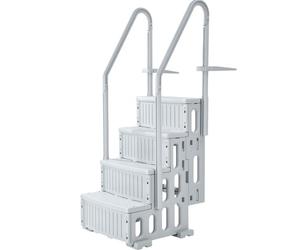 VEVOR Escalier de Piscine en Plastique avec 2 Rampes, 4 Marches Antidérapantes, Capacité de Charge 181,4 kg, pour Piscines Creusées 122-137 cm, Terrasse, Jardin, Maison, Intérieur, Extérieur, Gris