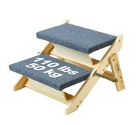 VEVOR Escalier en bois pour animaux de compagnie, 2 marches, rampe escalier convertible 2 en 1 pour chiens de petites et grandes races, capacité charge 50 kg, pour accès aux lits, canapés, véhicules
