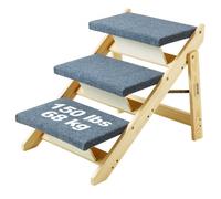 VEVOR Escalier en bois pour animaux de compagnie, 3 marches, rampe escalier convertible 2 en 1 pour chiens de petites et grandes races, capacité charge 68 kg, pour accès aux lits, canapés, véhicules