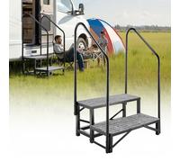 VEVOR Escalier Mobile à 2 Marches, Marchepied avec 2 Rampes pour Caravane, Portable pour Camping-Car, Spa, Piscine, avec Patins Antidérapant pour Personnes Âgées, Animaux Domestiques, Capacité 300 kg