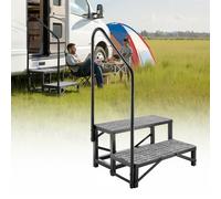 VEVOR Escalier Mobile à 2 Marches, Marchepied avec Rampe pour Caravane avec Patins Antidérapants, Capacité 300 kg, pour Personnes Âgées, Animaux Domestiques, Portable pour Camping-car, Piscine, Spa