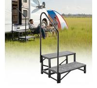 VEVOR Escalier Mobile à 2 Marches, Marchepied avec Rampe pour Caravane avec Patins Antidérapants, Capacité 300 kg, pour Personnes Âgées, Animaux Domestiques, Portable pour Camping-Car, Piscine, Spa