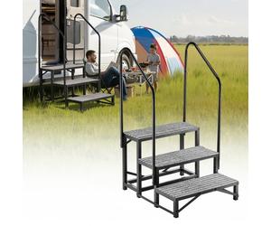 VEVOR Escalier Mobile à 3 Marches, Marchepied avec 2 Rampes pour Caravane, avec Patins Antidérapants pour Personnes Âgées, Animaux Domestiques, Portable pour Spa, Camping-car, Piscine, Capacité 300 kg