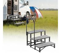 VEVOR Escalier Mobile à 3 Marches, Marchepied avec Rampe pour Caravane avec Patins Antidérapants, pour Personnes Âgées, Animaux Domestiques, Portable pour Spa, Camping-Car, Piscine, Capacité 300 kg