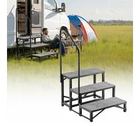 VEVOR Escalier Mobile à 3 Marches, Marchepied avec Rampe pour Caravane avec Patins Antidérapants, pour Personnes Âgées, Animaux Domestiques, Portable pour Spa, Camping-car, Piscine, Capacité 300 kg