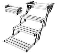 VEVOR Escalier Pliable à 3 Marches, Marchepied Rétractable Manuel,Structure en Acier, Marches Télescopiques Antidérapantes en Alliage d'Aluminium, pour Camping-car Caravane Remorque, Capacité 200 kg