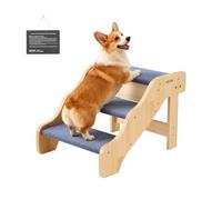 VEVOR Escalier pour Chien en Bois 3 Marches pour Chien pour Canapé Lit Voiture Chats Chiens Animaux de Compagnie Jusqu'à 68 kg, Surface Antidérapante, Hauteur Marche 12 cm, en Bois de Pin et Feutrine