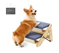 VEVOR Escalier pour Chien Pliable 2 Marches pour Chien Convertible en Rampe pour Canapé Lit Voiture Chats Chiens Animaux de Compagnie Jusqu'à 50 kg, Hauteur Marche 12 cm, en Bois de Pin et Feutrine