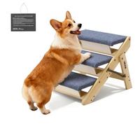 VEVOR Escalier pour Chien Pliable 3 Marches pour Chien Convertible en Rampe pour Canapé Lit Voiture Chats Chiens Animaux de Compagnie Jusqu'à 68 kg, Hauteur Marche 12 cm, en Bois de Pin et Feutrine