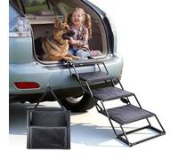 VEVOR Escalier pour Chien Voiture 4 Marches pour Chien Pliables pour SUV, Camions, Lits Hauts, Canapés, Animaux de Compagnie Charge 113,4 kg, avec Surface Antidérapante, Extra-Large, Portable, Léger