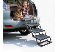 VEVOR Escalier pour Chien Voiture 4 Marches pour Chien Pliables pour SUV, Camions, Lits Hauts, Canapés, Animaux de Compagnie Charge 181 kg, avec Surface Antidérapante, Extra-large, Portable, Léger