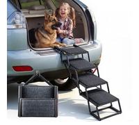 VEVOR Escalier pour Chien Voiture 4 Marches pour Chien Pliables pour SUV, Camions, Lits Hauts, Canapés, Animaux de Compagnie Charge 90,72 kg, avec Surface Antidérapante, Extra-large, Portable, Léger