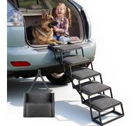 VEVOR Escalier pour Chien Voiture 5 Marches pour Chien Pliables pour SUV, Camions, Lits Hauts, Canapés, Animaux de Compagnie Charge 90,72 kg, avec Surface Antidérapante, Extra-large, Portable, Léger