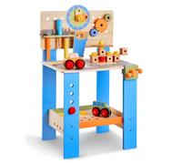 VEVOR Établi à Outils Enfants en Bois, 62 Pièces, Jouet Enfant de Bricolage Réaliste, Jouets de Construction Créatifs Éducatifs pour Apprentissage, Vacances, Tout-petits, Garçons, Filles 3 Ans et Plus