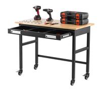 VEVOR Établi de 1220 mm, Table de Travail avec tiroir Coulissant et roulettes, capacité de Charge de 680 kg, Table Roulant Robuste avec Plateau en Bois de chêne pour Garage, Atelier, Bureau et Maison
