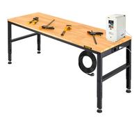 VEVOR Établi Garage Atelier Table de Travail Hauteur Réglable 183 x 64 x 97 cm