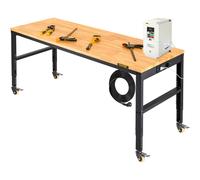 VEVOR Établi Garage Atelier Table de Travail Réglable 4 Roulettes 155 x 51 cm