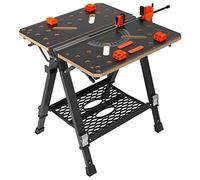 VEVOR Établi Pliant 2 en 1 Table de Travail Utilisable comme Chevalet Scie Charge 454 kg 7 Hauteurs Réglables Pieds Acier Support Outils Pince Rapide 4 Griffes Serrage 2 Crochets pour Garage Atelier