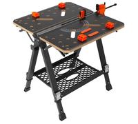 VEVOR Établi Pliant 2 en 1 Table de Travail Utilisable comme Chevalet Scie Charge 454 kg 7 Hauteurs Réglables Pieds Acier Support Outils Pince Rapide 4 Griffes Serrage 2 Crochets pour Garage Atelier