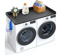 VEVOR Établi pour lave-linge séchant avec 3 plaques de raccordement, 1370 x 700 x 69 mm Établi en bois avec tapis antidérapant, tapis à linge imperméable, noir