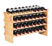 VEVOR Étagère à bouteilles modulaire 36 bouteilles empilable 4 niveaux bambou massif autoportante