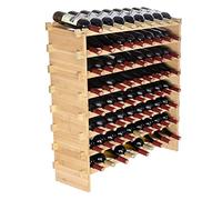 VEVOR Étagère à Bouteilles Modulable 72 Bouteilles 8 Niveaux Casier à Vin Empilable Porte-Bouteilles en Bambou Naturel 85x25x102,5 cm Rangement Présentation de Vin pour Cuisine Garde-Manger Cave Bar
