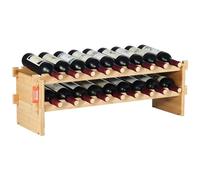 VEVOR Étagère à Bouteilles Modulaire 18 Bouteilles, Casier à Vin Empilable 2 Niveaux, Range Bouteilles en Bambou Massif Autoportant, Rangement Présentation de Vin pour Cuisine Garde-Manger Cave Bar