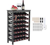 VEVOR Étagère à Bouteilles Modulaire 42 Bouteilles, Casier à Vin Empilable 7 Niveaux, Range Bouteilles en Bambou Massif avec Comptoir, Rangement Présentation de Vin pour Cuisine Garde-Manger Cave Bar