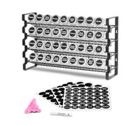 VEVOR Étagère à épices pour armoire, avec 36 pots à épices vides, couvercles, étiquettes et entonnoir, ensemble complet, organiseur d'assaisonnement pour comptoir, cuisine, garde-manger, placard, noir