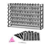 VEVOR Étagère à épices pour armoire, avec 72 pots à épices vides, couvercles, étiquettes et entonnoir, ensemble complet, organiseur d'assaisonnement pour comptoir, cuisine, garde-manger, placard, noir