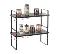 VEVOR Étagère à épices pour armoire extensible à 2 niveaux, réglable en hauteur de 99 à 180 mm, organiseur d'assaisonnement pour comptoir empilable, support pour cuisine, salle de bain, bureau, noir