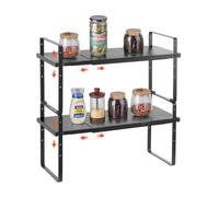 VEVOR Étagère à épices pour armoire extensible à 2 niveaux, réglable en hauteur de 99 à 180 mm, organiseur d'assaisonnement pour comptoir empilable, support pour cuisine, salle de bain, bureau, noir
