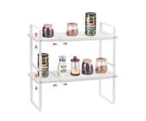 VEVOR Étagère à épices pour armoire extensible à 2 niveaux, réglable en hauteur de 99 à 180 mm, organiseur d'assaisonnement pour comptoir empilable, support pour cuisine, salle de bain, bureau, blanc